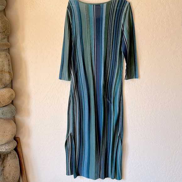 Peruvian Connection-Lightweight, Striped, Woven,  Blue & Green Midi/Maxi… - Picture 2 of 5